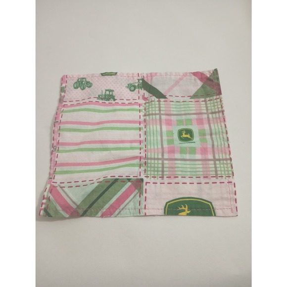 Pink John Deere Tractors Hankie Handkerchief 8" x 7" (lb) - Picture 1 of 2